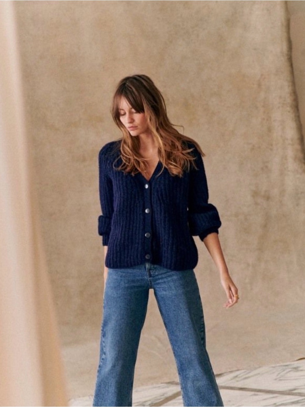 Sézane Basile Cardigan Navy. NWT